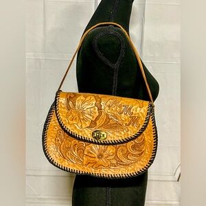 Vintage Hand Tooled Handbag with MMM initials